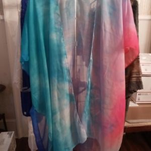 Tie dye kimono, short sleeve, size plus